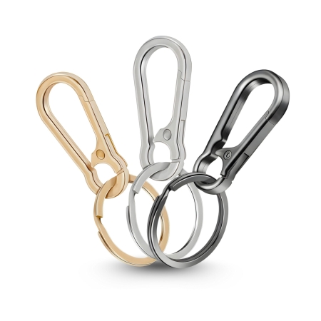 3er Set Metall-Schlüsselkarabiner in Gold, Silber und Grau mit Schlüsselringen, robust und praktisch für Schlüssel, Taschen, Rucksäcke und Outdoor-Einsätze